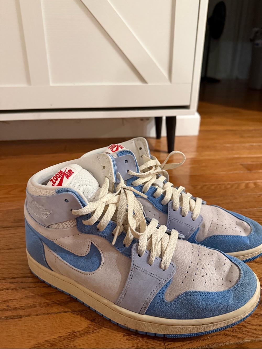 Nike Light Blue and White High-Top Sneakers
